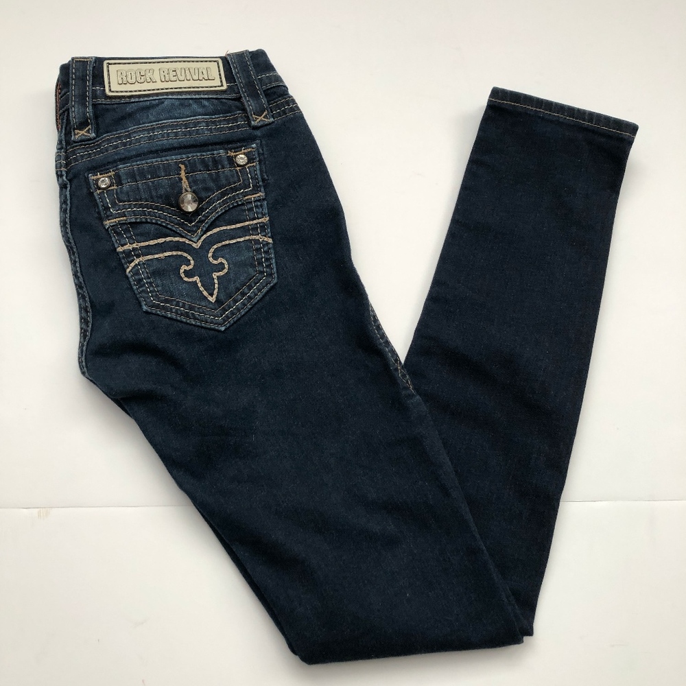 Rock Revival Alivia Skinny Dark Wash Jeans sz 26